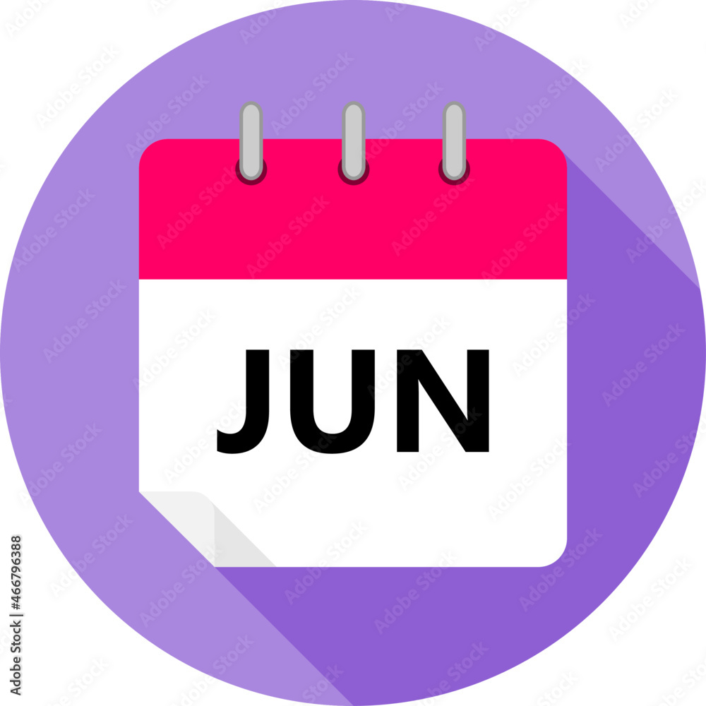 white and pink calendar page with JUN month abbreviation in Brazilian Portuguese written in black and a purple circle background whith shadows clipart vector editable changeable image white and pink calendar page with JUN month abbreviation in Brazilian Portuguese written in black and a purple circle background whith shadows clipart vector editable changeable image