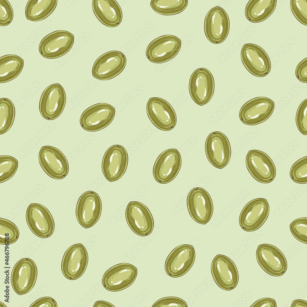 Seamless Pattern with Green Olives