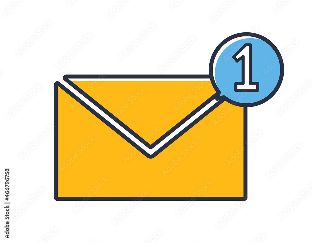 New message icon. Letter isolated on white background. Design elements colored. Can be used for mobile concepts and web applications, social networks. Flat style vector illustration. New message icon. Letter isolated on white background. Design elements colored. Can be used for mobile concepts and web applications, social networks. Flat style vector illustration.