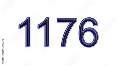 blue 1176 number 3d effect white background