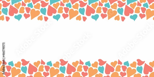seamless bright banner with border of multicolor hearts
