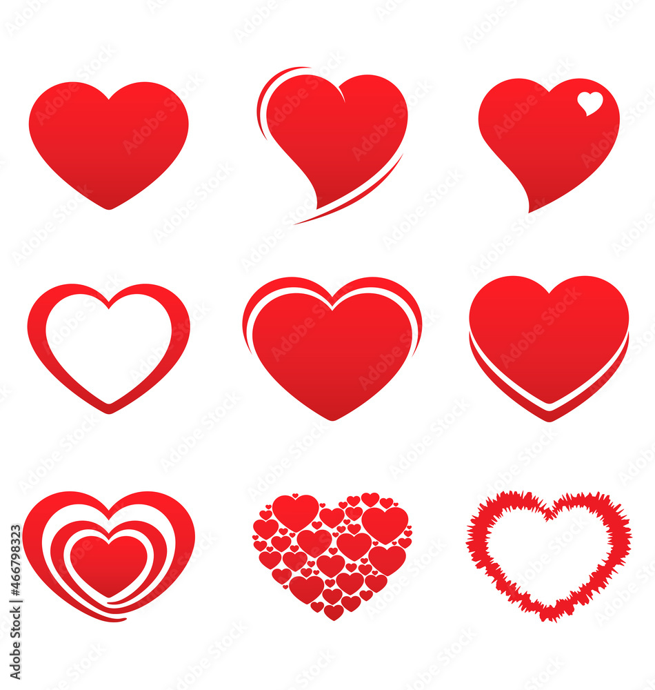beautiful stylised valentine love heart collection
