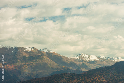 Russia, Krasnodar Territory. Sochi. Rosa Khutor Mountain Resort. The peaks of the Aibga mountain range. 