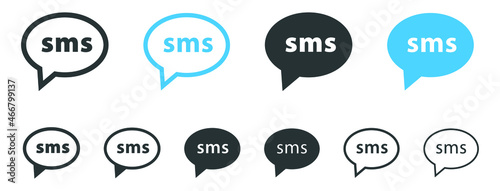 sms icon in speech bubble, text message symbol, Short Message Service, message send icon photo