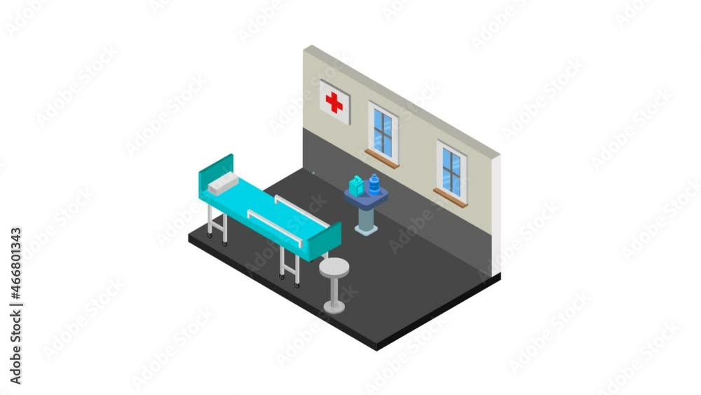 Isometric hospital room Isometric hospital room