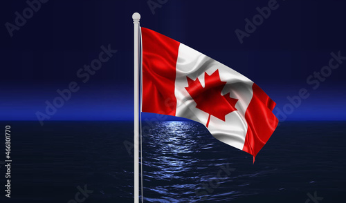 Canada flag waving in beautiful sky. Flag of Canada waving in the wind, sky and sun background. Canada Flag. UHD. 
