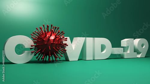 Covid-19 or corona virus. magnifier that examines the corona virus in the lungs of patients. Stop Coranavirus concept background. 3d rendering. photo