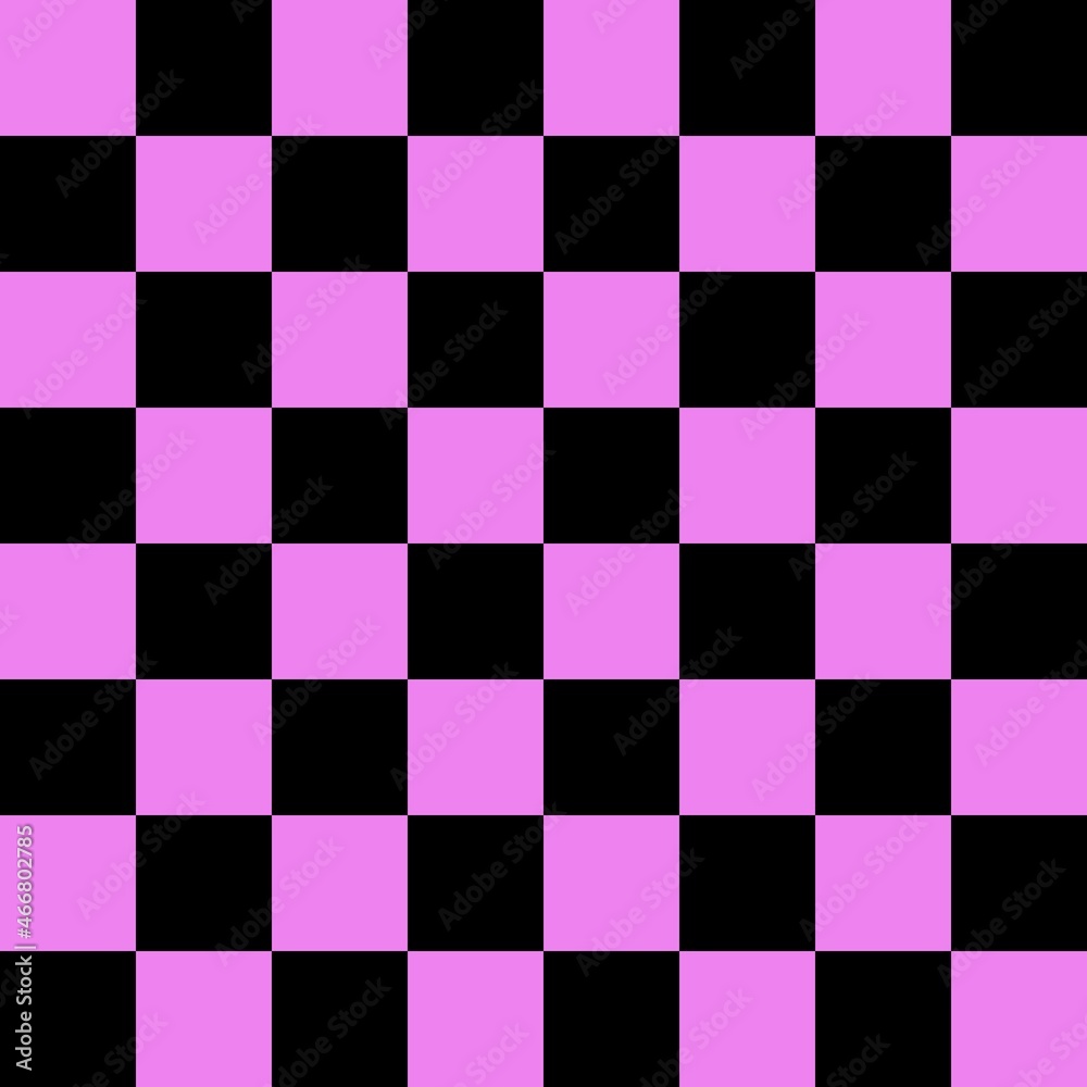 Checkerboard 8 by 8. Black and Violet colors of checkerboard. Chessboard, checkerboard texture. Squares pattern. Background.