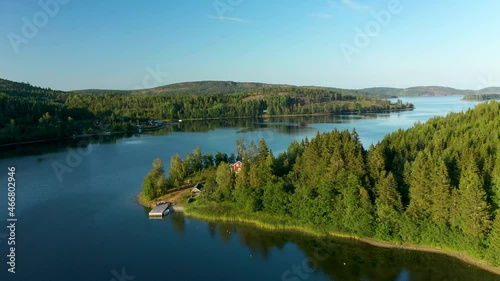Aerial drone footage from the archipelago at the High Coast in northern Sweden