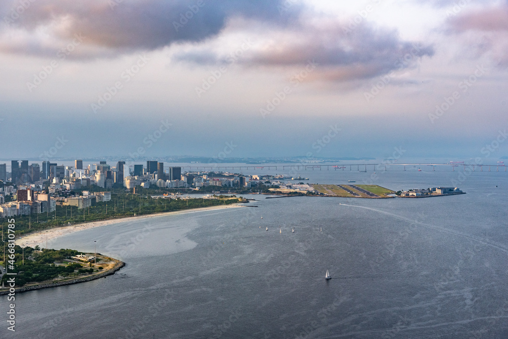 Aerial Rio de Janeiro landscape.