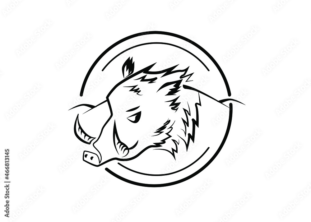 logo on the theme of boar in black and white. logo on the theme of boar in black and white.