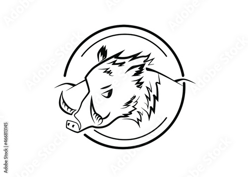 logo on the theme of  boar in black and white.
