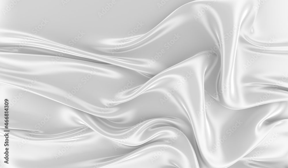Fototapeta premium White silk background. Waves of red silk full screen. Abstract elegant background for your project.
