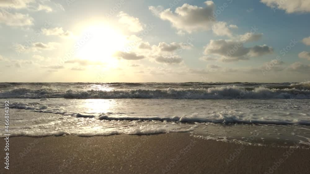 Sunrise sea landscape with waves and sky Sunrise sea landscape with waves and sky