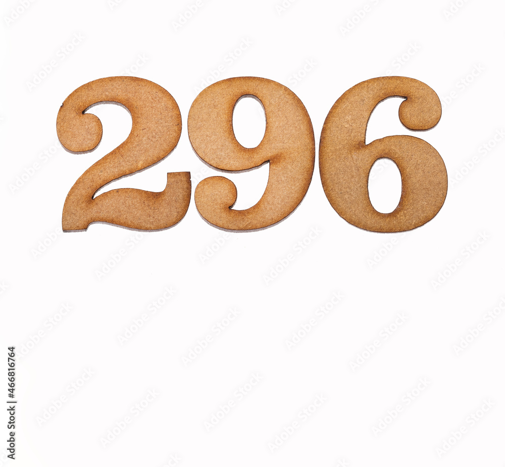 Number 296 - Piece of wood isolated on white background Number 296 - Piece of wood isolated on white background