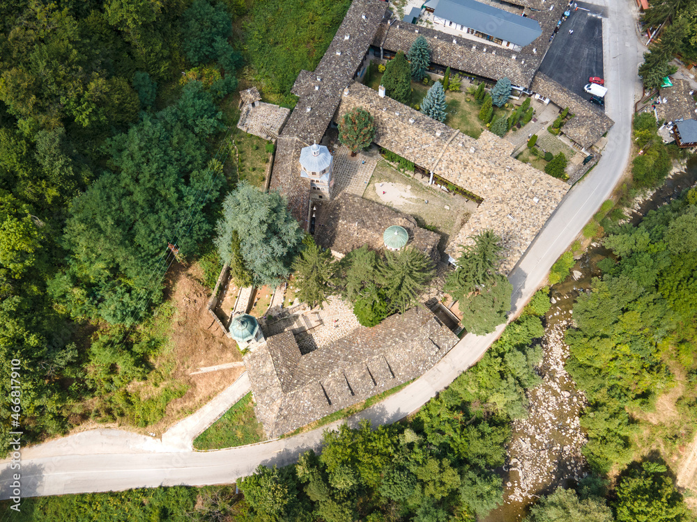 Aerial view of Medieval Troyan Monastery of Assumption, Bulgaria Aerial view of Medieval Troyan Monastery of Assumption, Bulgaria