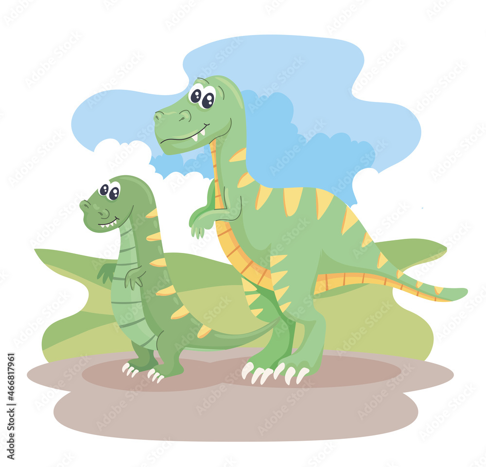 Naklejka premium two dinosaurs scene