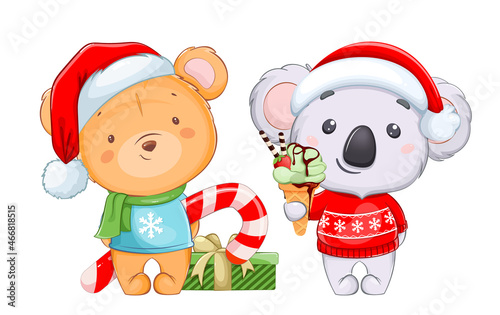 Cartoon characters, funny koala, cute teddy bear