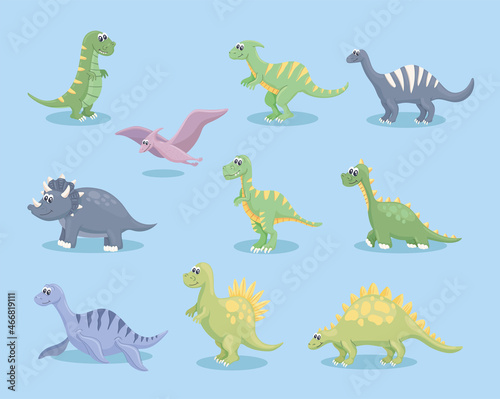ten cute dinosaurs icons