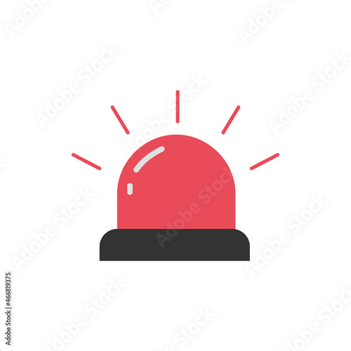 Siren Red Flashing Emergency Light, police single light. Stock vector illustration isolated on white background