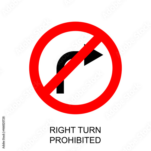 No Right Turn Prohibited Icon Sign