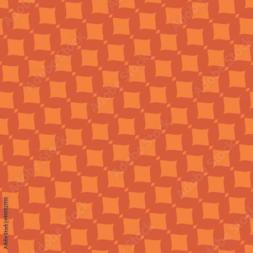 Red and orange mesh, rhombus shapes. Tropical fun vector pattern in summer theme. Seamless repetitive background. Textile paint. Fabric swatch. Wrapping paper. Continuous print