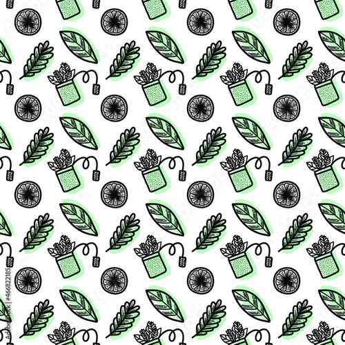 Vector seamless pattern. Outline Illustrations of reusable cups. Coffee and tea mugs for take away drinks. For advertising social media posts printing on paper and fabric.
