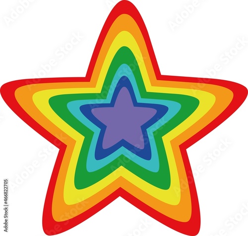 Vector illustration of a star with the colors of the rainbow