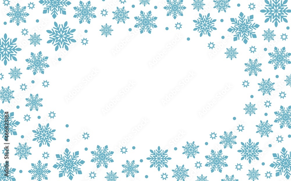 Christmas abstract background with snowflakes. Round winter pattern with falling and flying snowflakes and empty space for text. Isolated. Vector illustration Christmas abstract background with snowflakes. Round winter pattern with falling and flying snowflakes and empty space for text. Isolated. Vector illustration