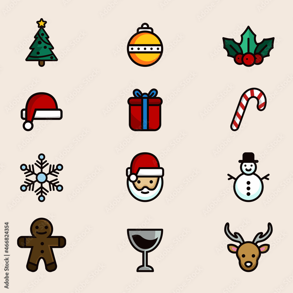 Christmas icon set all vector