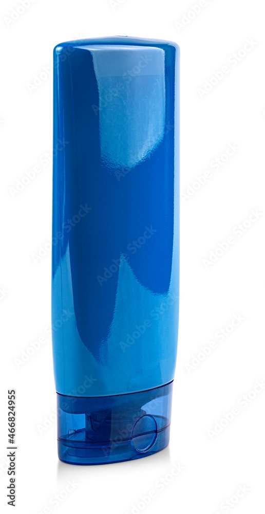 Blue Plastic Bottle with Shampoo or hygienic cosmetic product isolated on white background Blue Plastic Bottle with Shampoo or hygienic cosmetic product isolated on white background