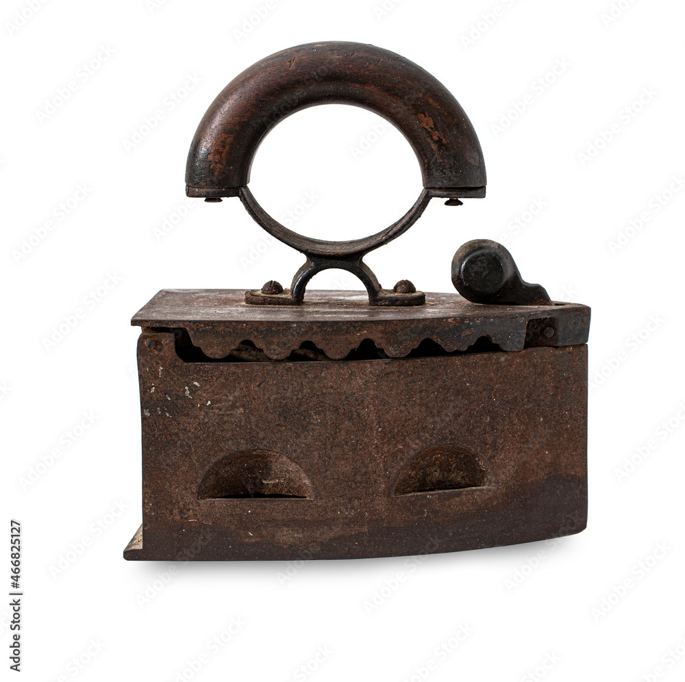antique cast iron iron isolated on white background antique cast iron iron isolated on white background