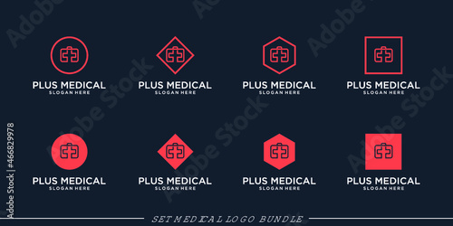 plus medical  logo bundle vector concept universal symbol Premium