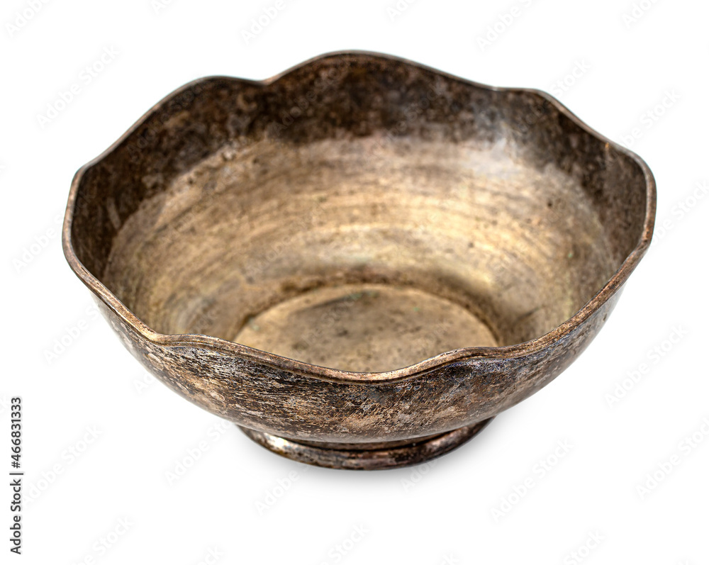 Old antique bronze bowl, brass bowl isolated on white background Old antique bronze bowl, brass bowl isolated on white background