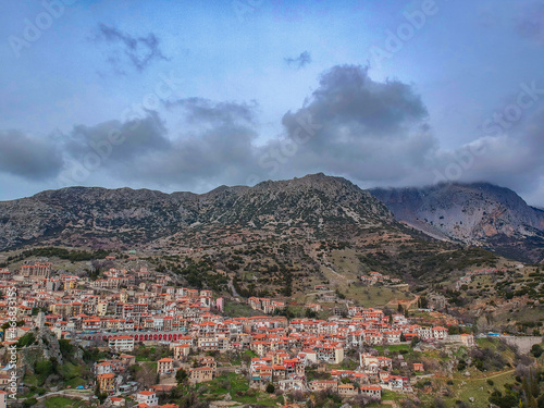 Aerial view of the picturesque village of Arachova, Boeotia, Greece © panosk18