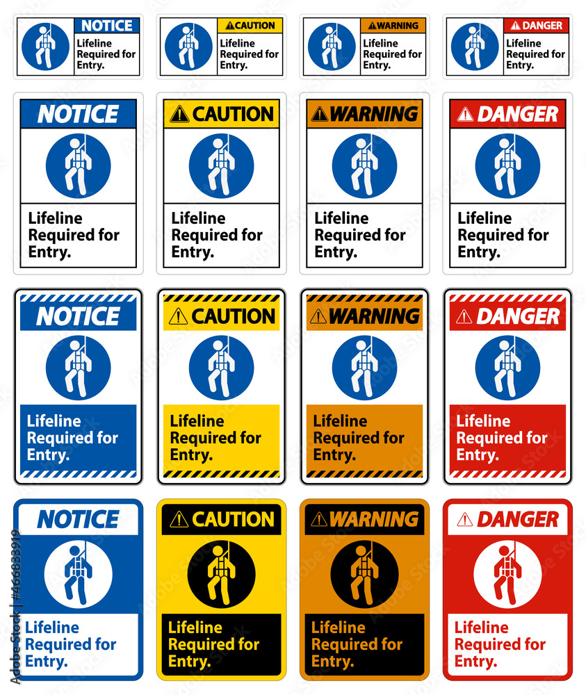 Warning Confined Space Sign Lifeline Required For Entry