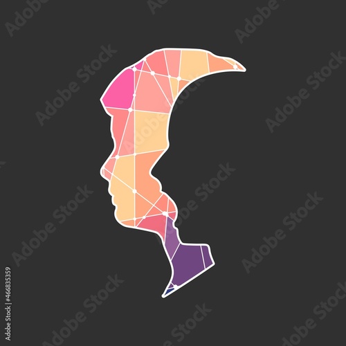 Human face side view silhouette and alter ego
