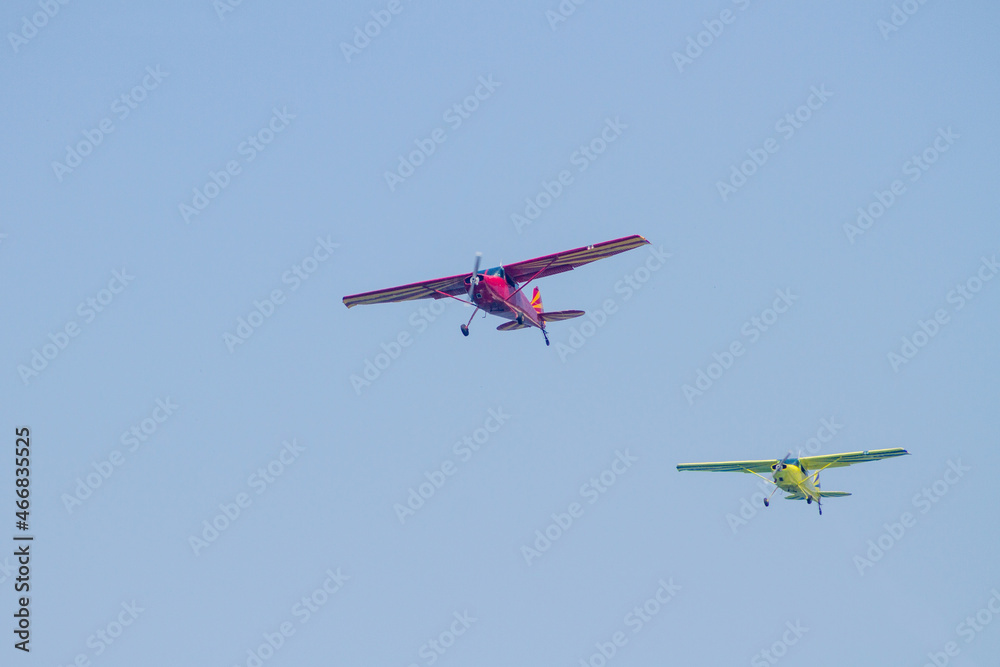 single-engine plane with a beautiful blue sky in the background in rio de janeiro, brazil. single-engine plane with a beautiful blue sky in the background in rio de janeiro, brazil.