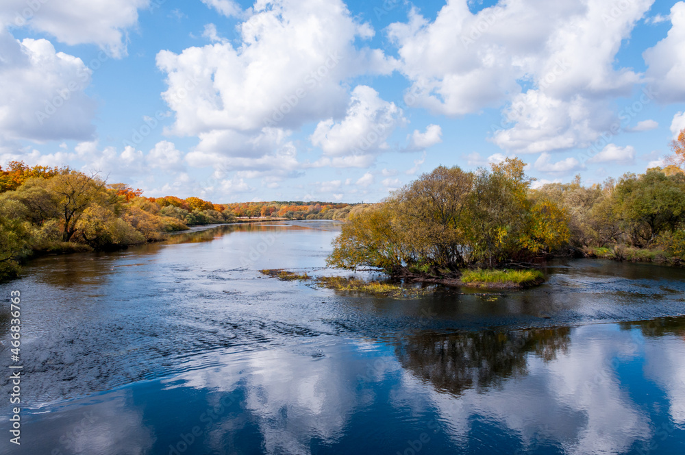 Autumn landscape: the Kiya River near the village of Pereyaslavka, Khabarovsk Territory of Russia