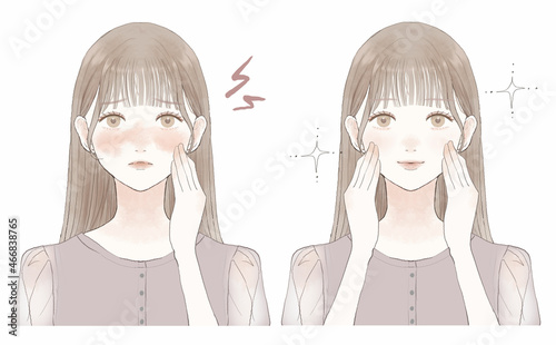 肌の炎症に悩む女性のビフォーアフター