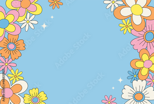 vector background with retro flowers for social media posts, banner, card design, etc.