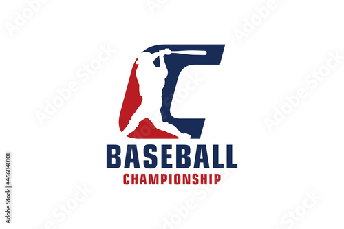 Letter C with Baseball Logo Design. Vector Design Template Elements for Sport Team or Corporate Identity.
