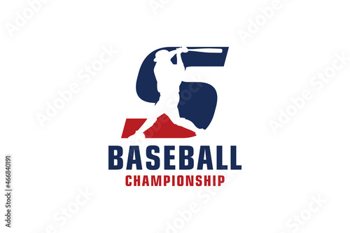Letter S with Baseball Logo Design. Vector Design Template Elements for Sport Team or Corporate Identity.