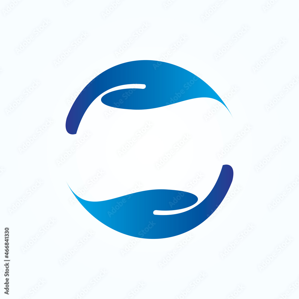 two hand care blue logo icon vector template two hand care blue logo icon vector template