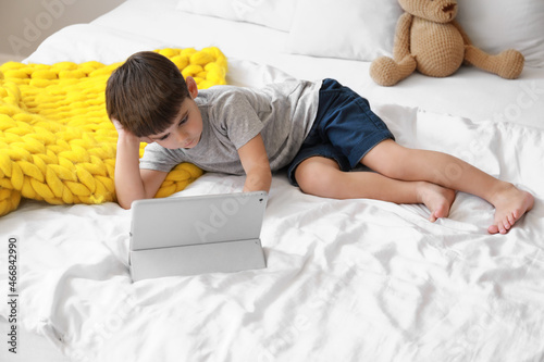 Little boy watching cartoon...