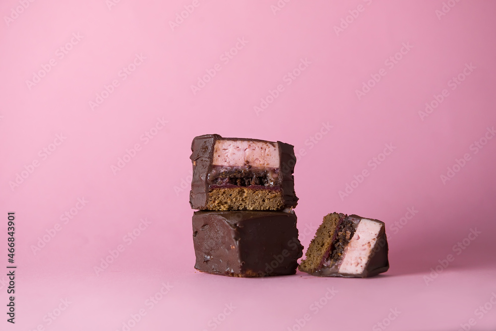 chocolate cake with lingonberry cream. advertising of premium confectionery products, a blog with recipes. advertising of consumer loans. an advantageous offer in the financial sector. copy space chocolate cake with lingonberry cream. advertising of premium confectionery products, a blog with recipes. advertising of consumer loans. an advantageous offer in the financial sector. copy space