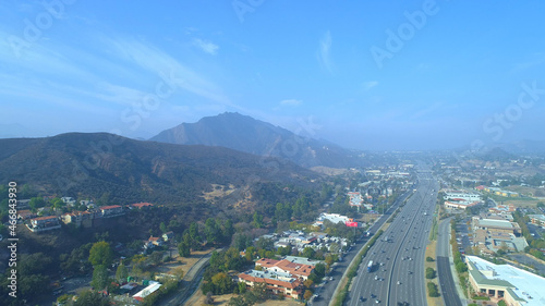 Moving Highway 101 Freeway Agoura Hills Aerial Highway California 