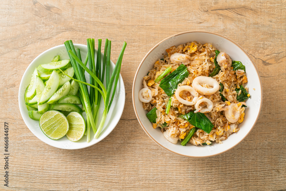 Fried rice with squid or octopus Fried rice with squid or octopus