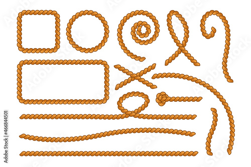 ropes of various shapes isolated on white background vector illustration