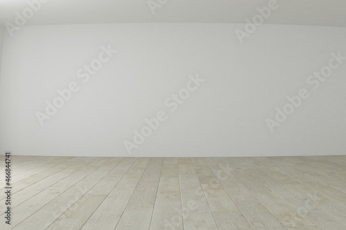 modern empty room with wood floor interior design. 3D illustration